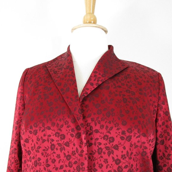 Elana By Tanner Plus Size Red Black Floral Jacquard Skirt Suit Size 14 Formal - Picture 4 of 16